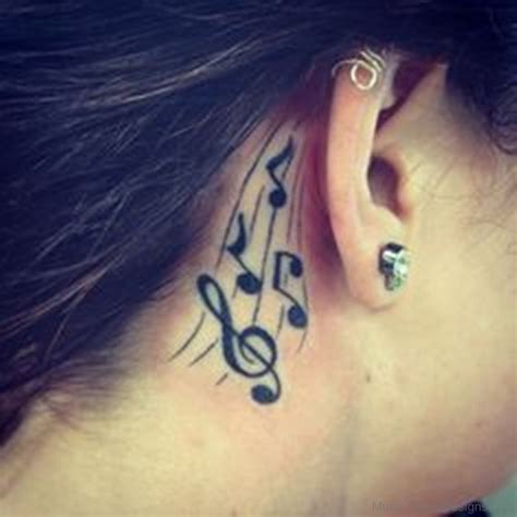 Musical Tattoo Behind the Ear