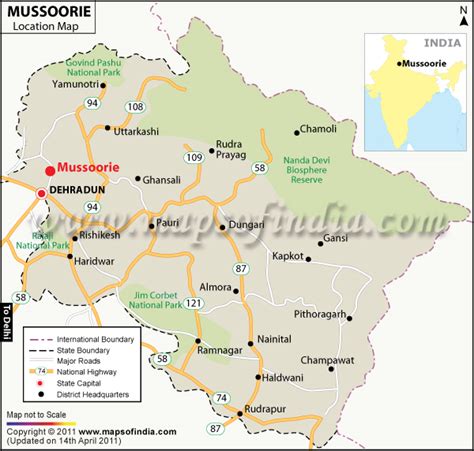 Location of Mussoorie Hills