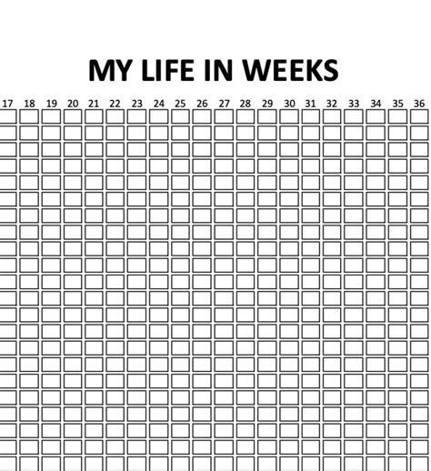 My Life In Weeks Printable