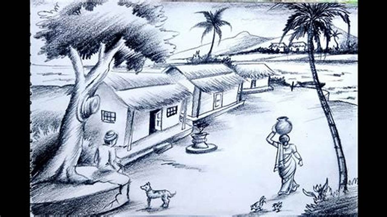 My Village Pencil Drawing: Capturing the Essence of Rural Life