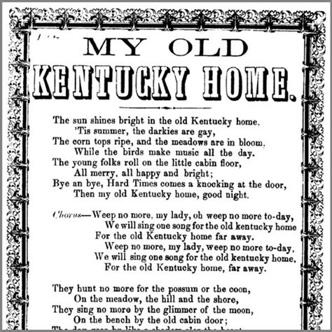 My Old Kentucky Home Lyrics Printable