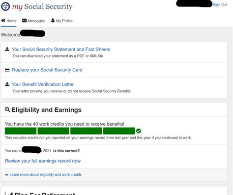My Social Security Status