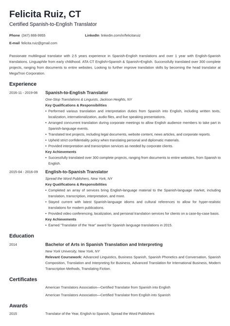 My Translator Interpreter Resume