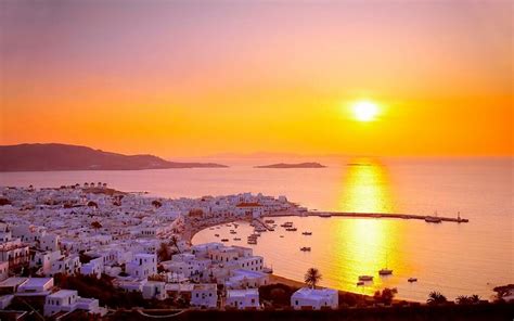 Mykonos sunset panoramic view