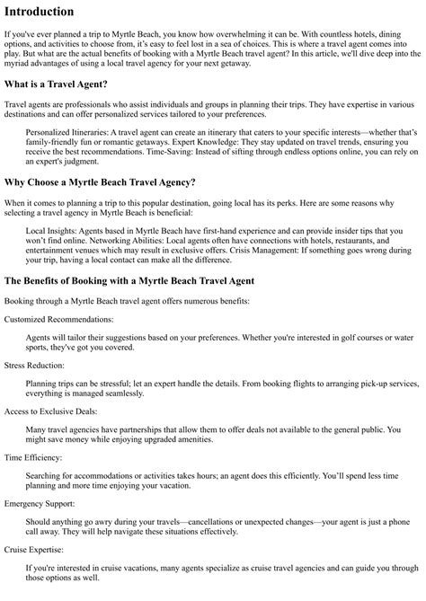 Myrtle Beach Travel Agent