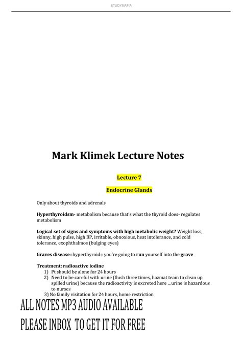 NURSING258 - Mark Klimek Lecture 7 Notes.docx - Lecture 7 
