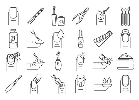 Nail Manicure Icons Set Outline