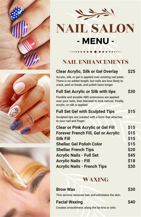 Nail Menu Templates Free