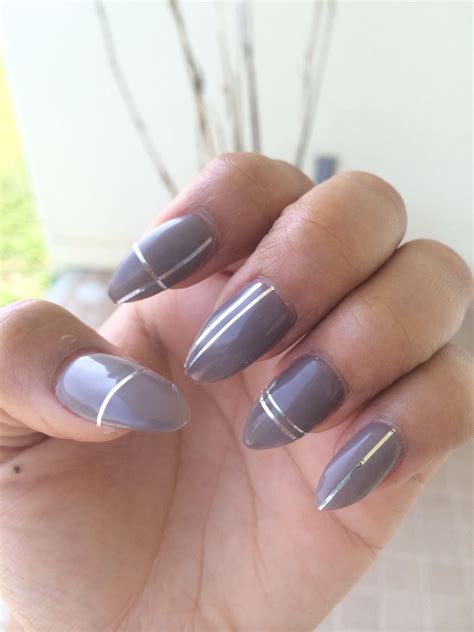 Almond nails grey manicure no7 Pink acrylic nails, Almond acrylic