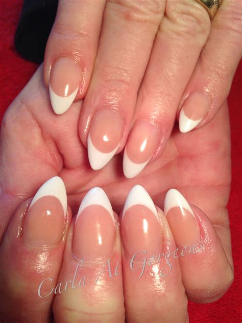 Classic french white almonds White nails, Nails, Almond nails