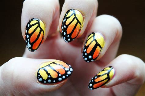 Monarch Butterfly Manicure Butterfly nail art, Youtube nail art