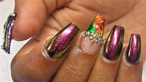 Amethyst/Sapphire Unicorn Chrome Flakes for Nails