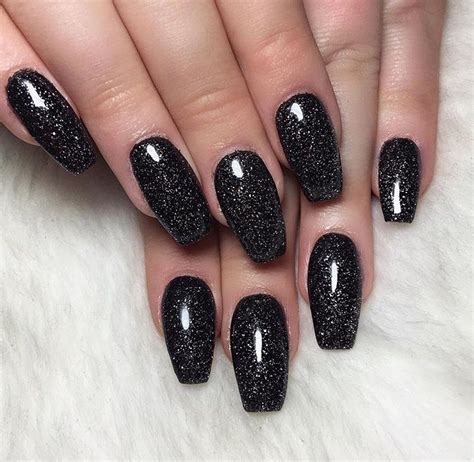 51 Pretty Black Nails with Glitter You’ll Love Xuzinuo Page 21