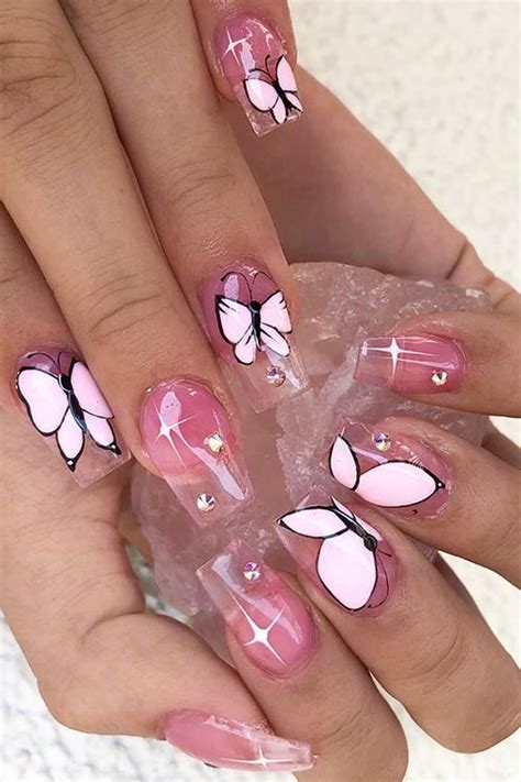 Nails Inspiration Pink Butterfly