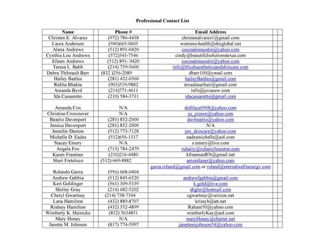 Name Email Phone Number Template