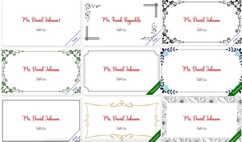 Name Placement Cards Templates