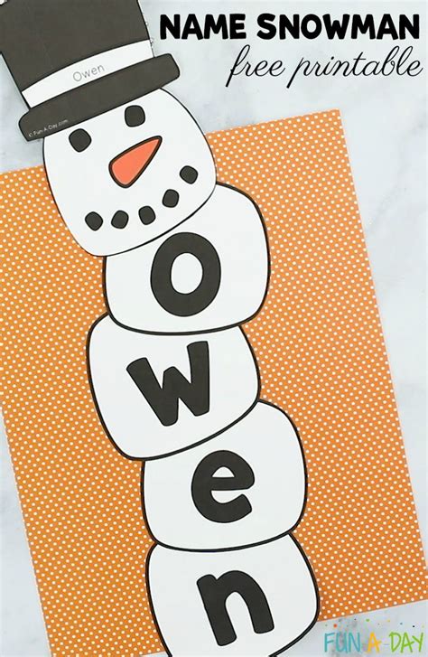 Name Snowman Template