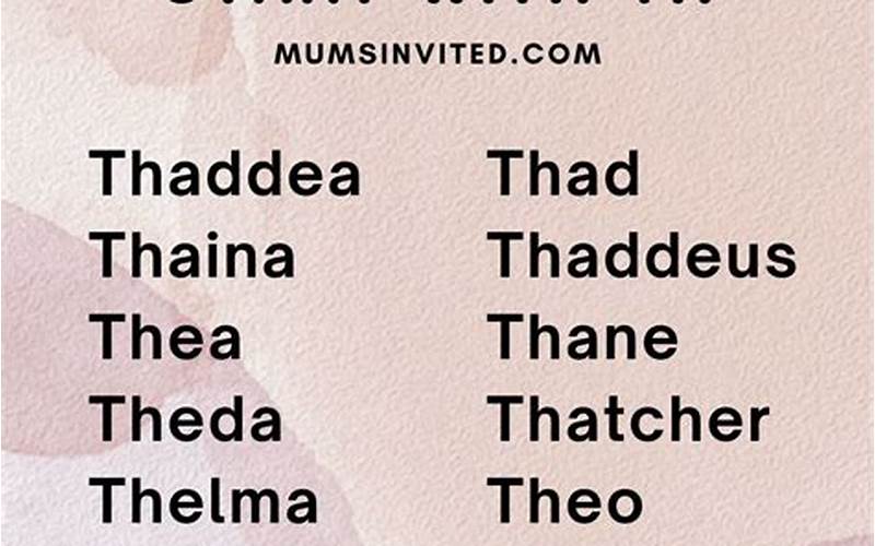 Names That Start With Th