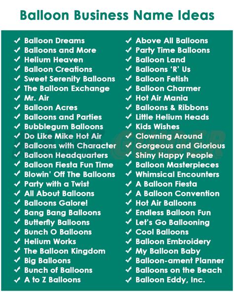 Names For Balloon Business
