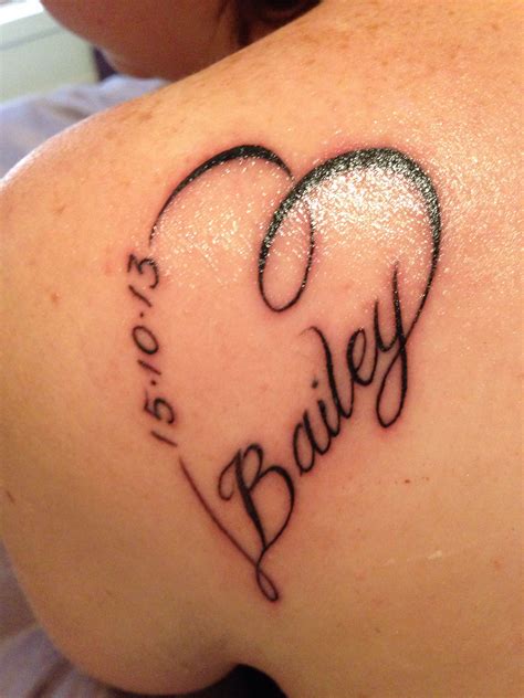Names In Shape Of Heart Tattoo