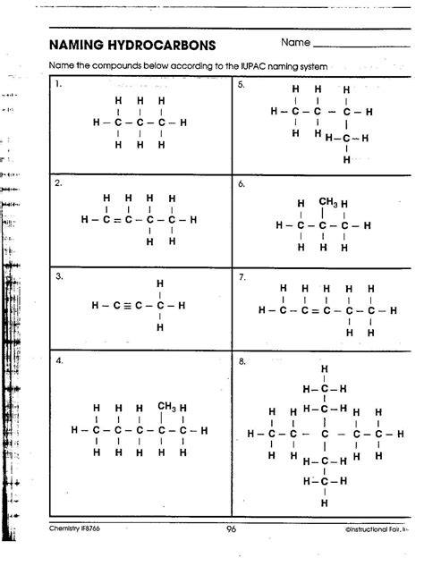Naming Hydrocarbons Worksheet Answers