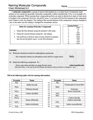 Naming Molecular Compounds Chem Worksheet 9 2
