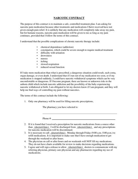 Narcotic Contract Template