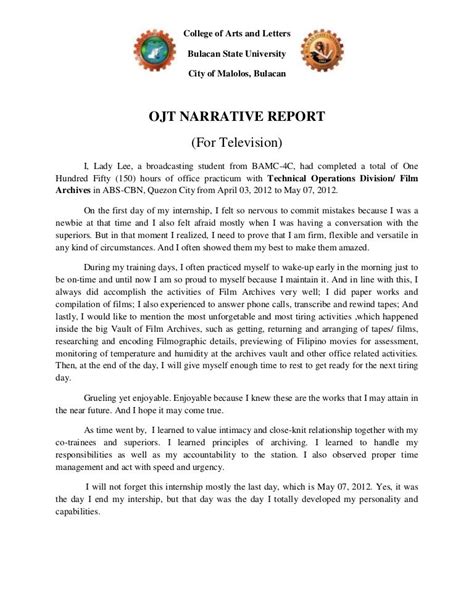 Narrative Report For Ojt Office Administration