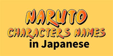 Naruto Characters Names In Japanese
