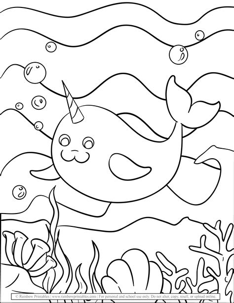 Narwhal Coloring Pages Printable