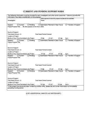 Nasa Current And Pending Template