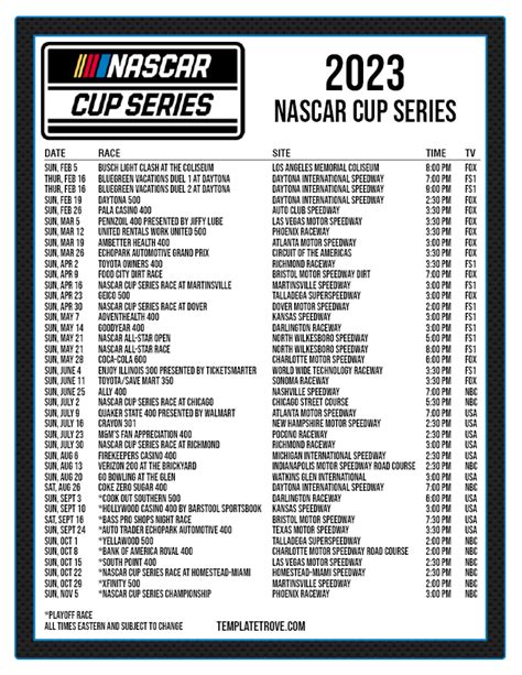 Nascar Cup Schedule 2023 Printable
