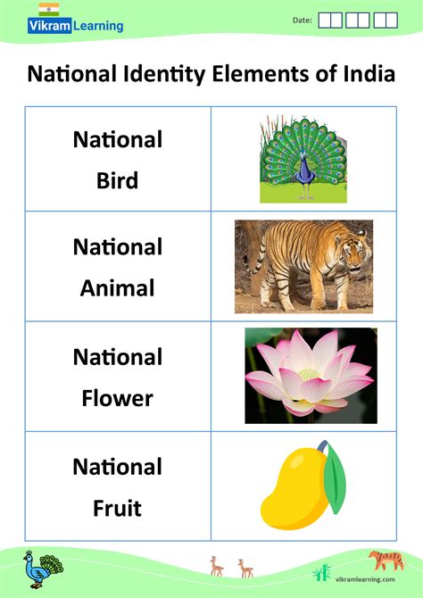 National Symbols Of India Worksheet