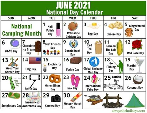 National Day Calendar For June