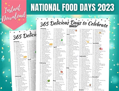 National Food Days 2023 Printable