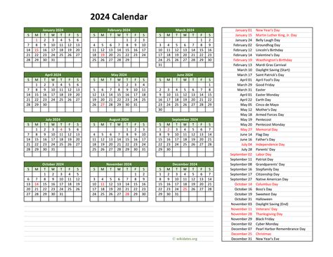 National Month Calendar 2024