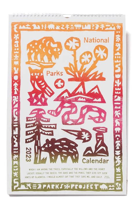 National Parks Woodcut Calendar