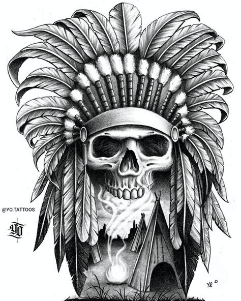 Native American Skull Tattoo Designs