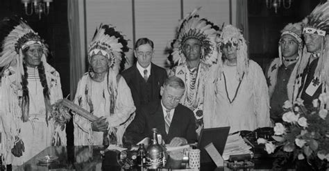 Native American leaders meeting with politicians