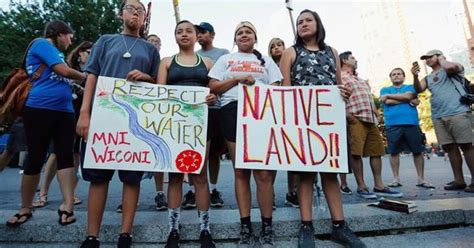 Native Americans protesting against a pipeline project