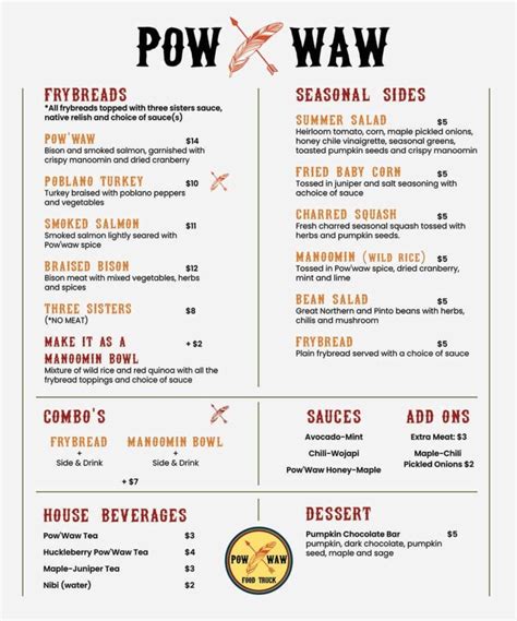 Native Foods Colorado Food Truck Menu