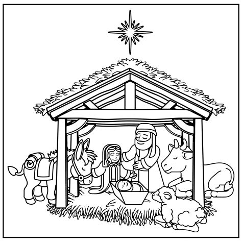 Nativity Scene Coloring Pages Printable