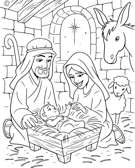 Nativity Scene Printable Coloring Pages