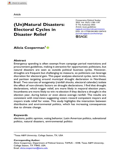 Natural Disasters and Electoral Landscape