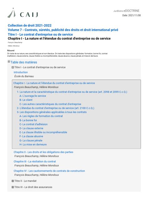 Nature du contrat