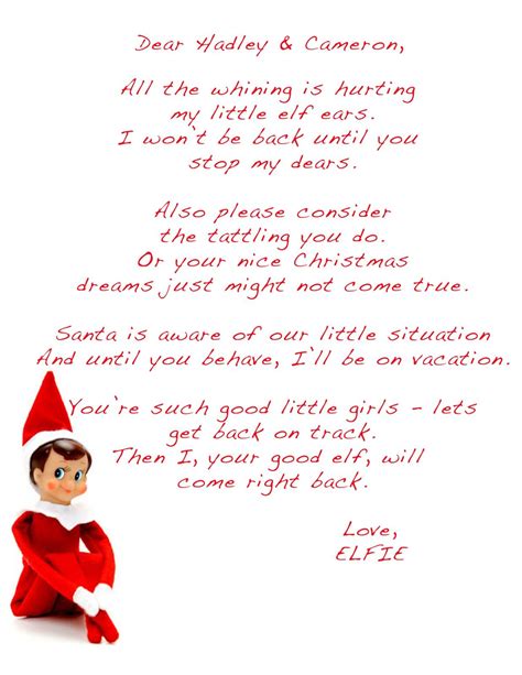 Naughty Elf Letter Free Printable