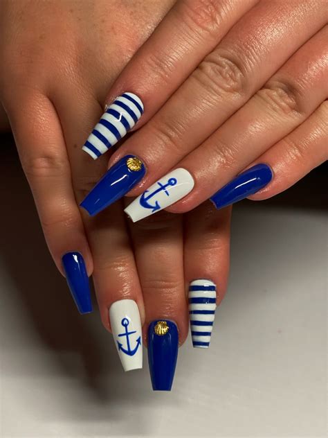 Nautical Acrylic Nails