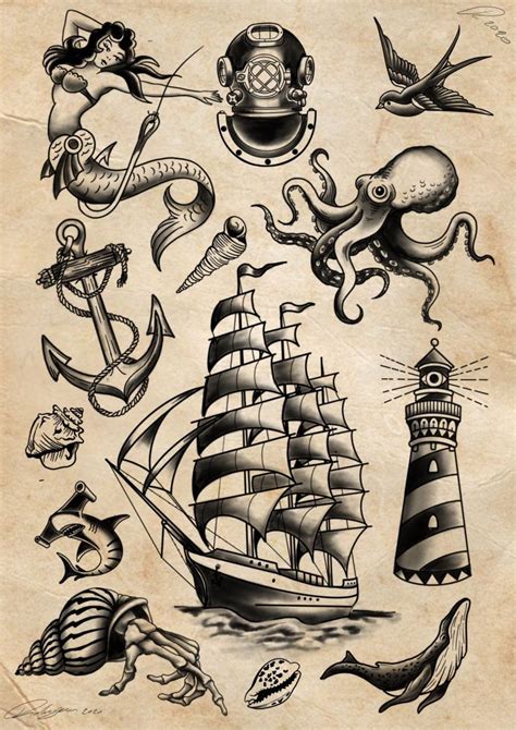 Nautical Tattoo Drawings