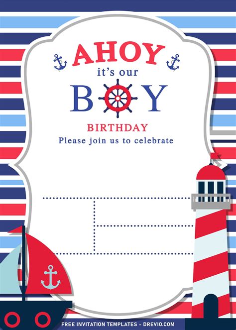 Free, printable custom nautical invitation templates Canva