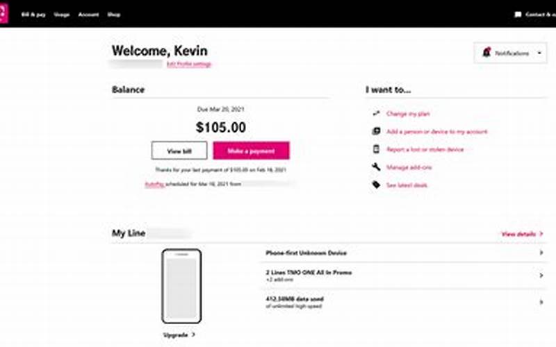 Navigating To The T Mobile Website Or App